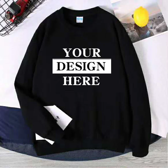 
Round neck sweater custom printing logo hedging party class service advertising shirt overalls solid color blank plus si sweater 