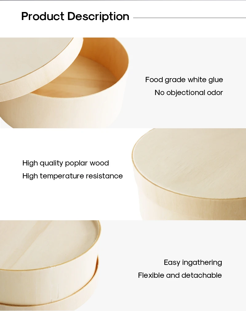Cheap Custom Wooden Round Salad Lunch Bento Bakery Food Container Packaging Cake Veneer Cheese Charcuterie Board Gift Box