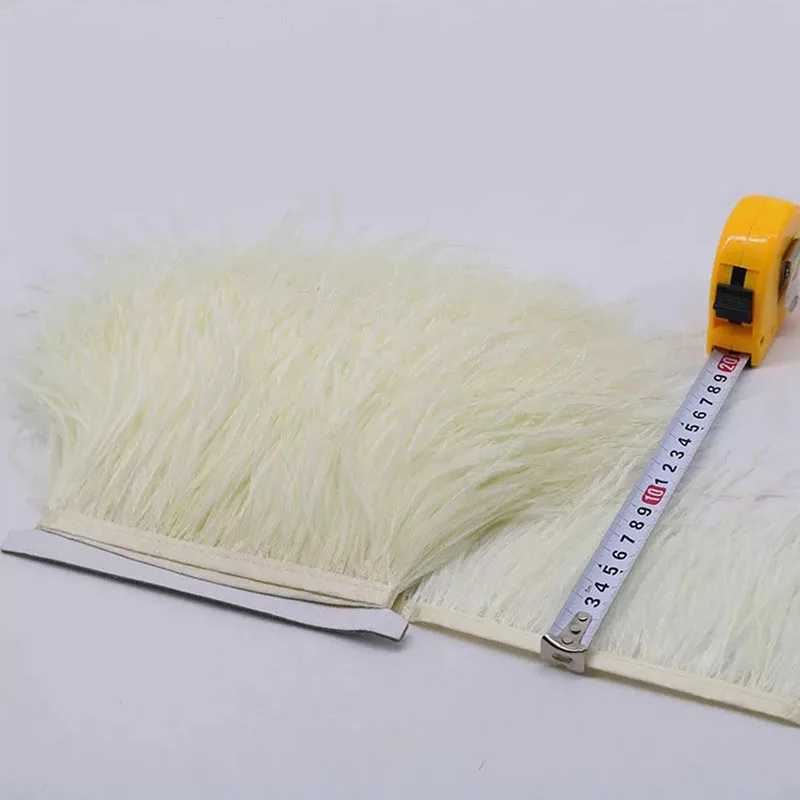 Silver Grey Ostrich Feather Trim Ruban Plume