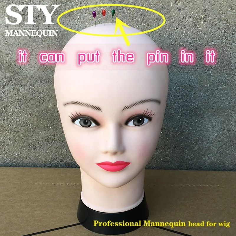 Rubber Dummy Head Wig Mannequins Female Professional Pvc Mannequin Head Dummy Bald Doll Mannequin Head for Wigs Making Display