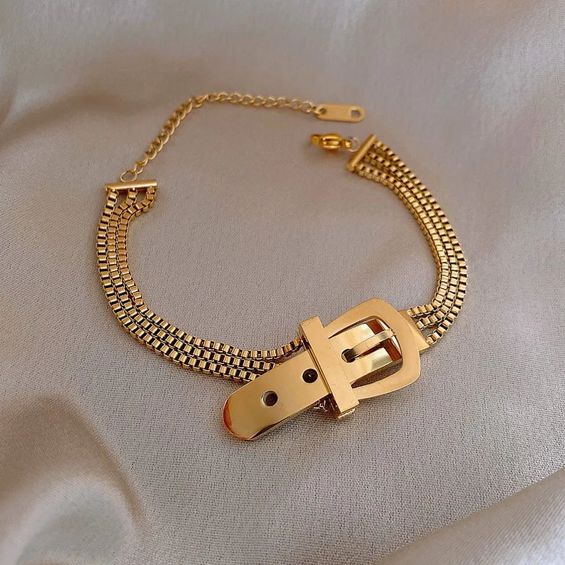 Stainless Steel Layered Golden Pendant Bracelet For Women Retro Punk Gothic Portrait Coin Bracelet Jewelry
