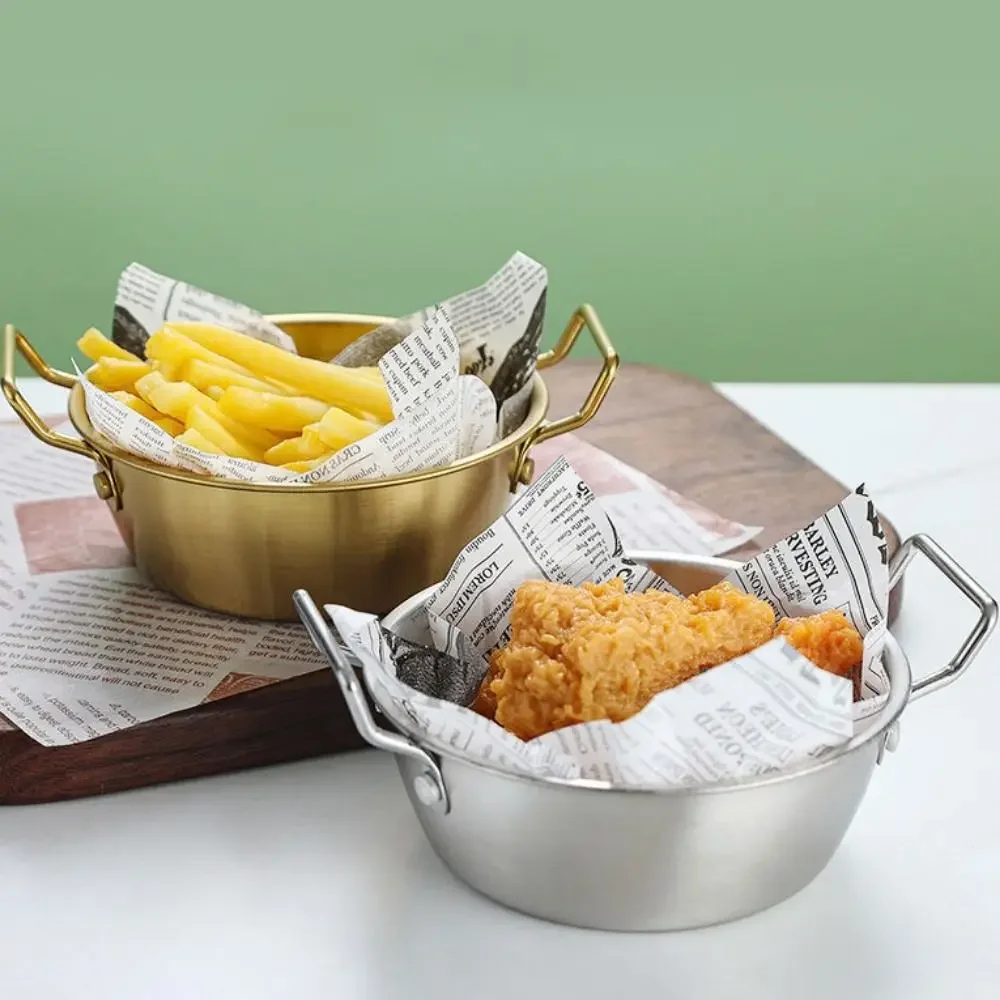 304 stainless steel Korean fries fried chicken bowl Western food double ear handle snack bowl Fruit salad rice wine bowl