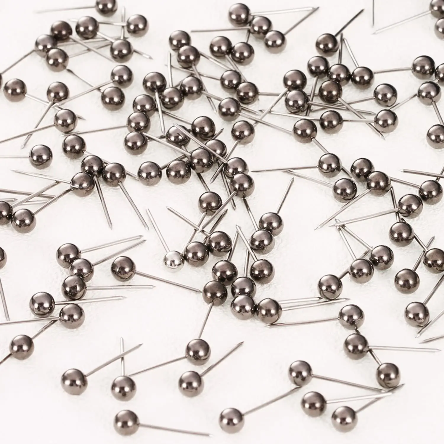 Retro Metallic Black Plastic 1/8 Inch Round Ball Head Map Push Pin Thumb Tacks Push Pins