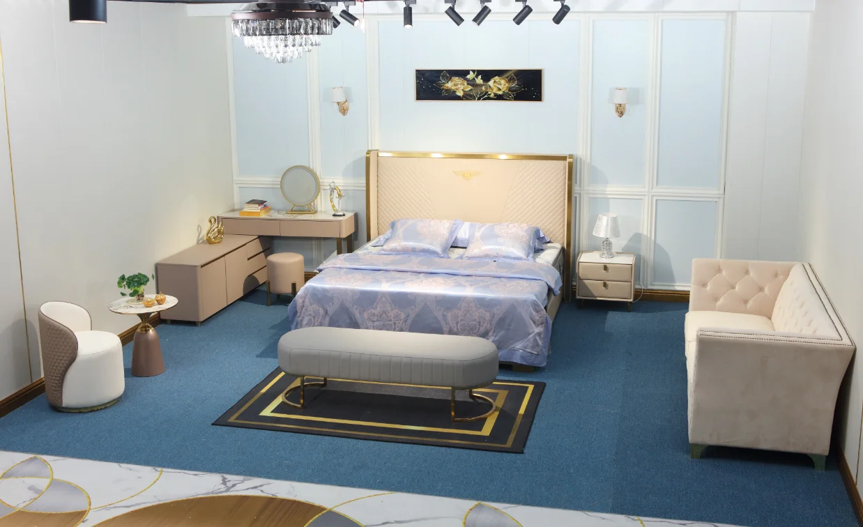 5 star hotel bed luxury queen bedroom furniture set italian wooden platform vintage storage bed king size