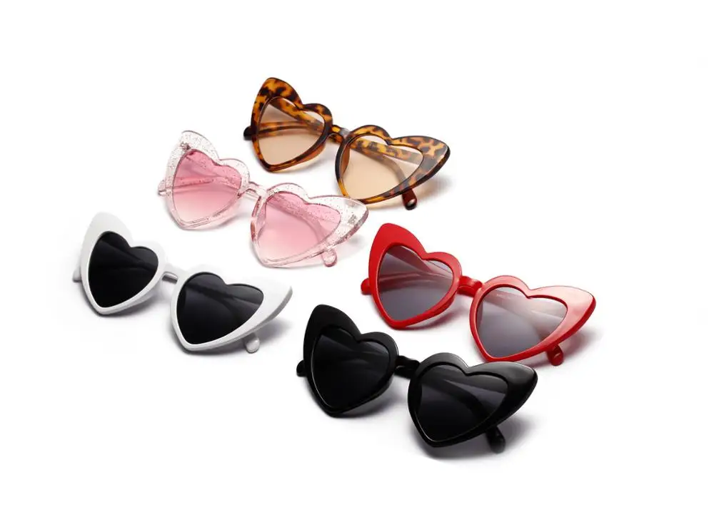 UV400 brand designer Fashion Vintage Ladies Glasses Pink Love Heart Shaped Cute Sexy Shades Women Sunglasses 2022