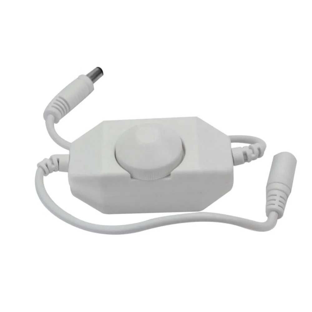DC5V 12V 24V White / Black Shell Manual Rotary Inline LED Dimmer Switch for Control Single Color LED Strips Light