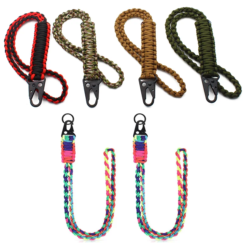 550 paracord  Key Chain Lanyard With Black HK clips snap hooks for camera lanyard