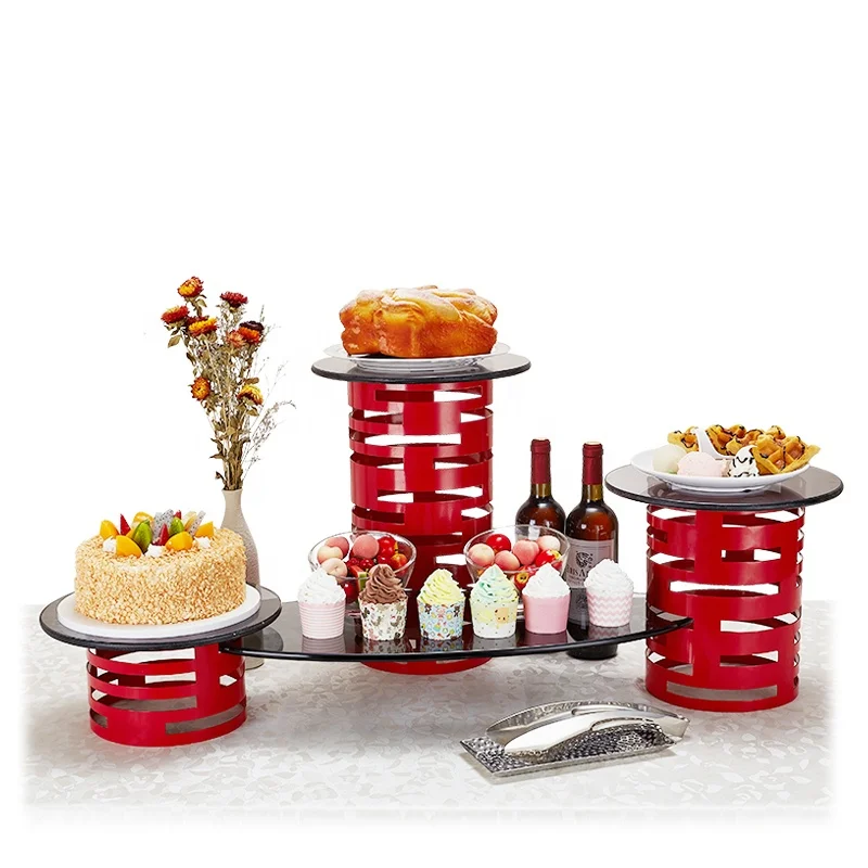 Dessert food display stand buffet table Creative Fruit Plate Buffet Cylinder Cake Stand stand for hotel Party