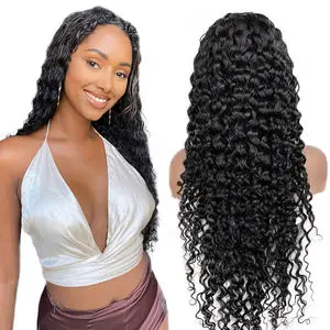 Water Wave Wigs For Black Women Wet And Wavy Bundles With Frontal 13*4 Lace Frontal Wig With Baby Hair