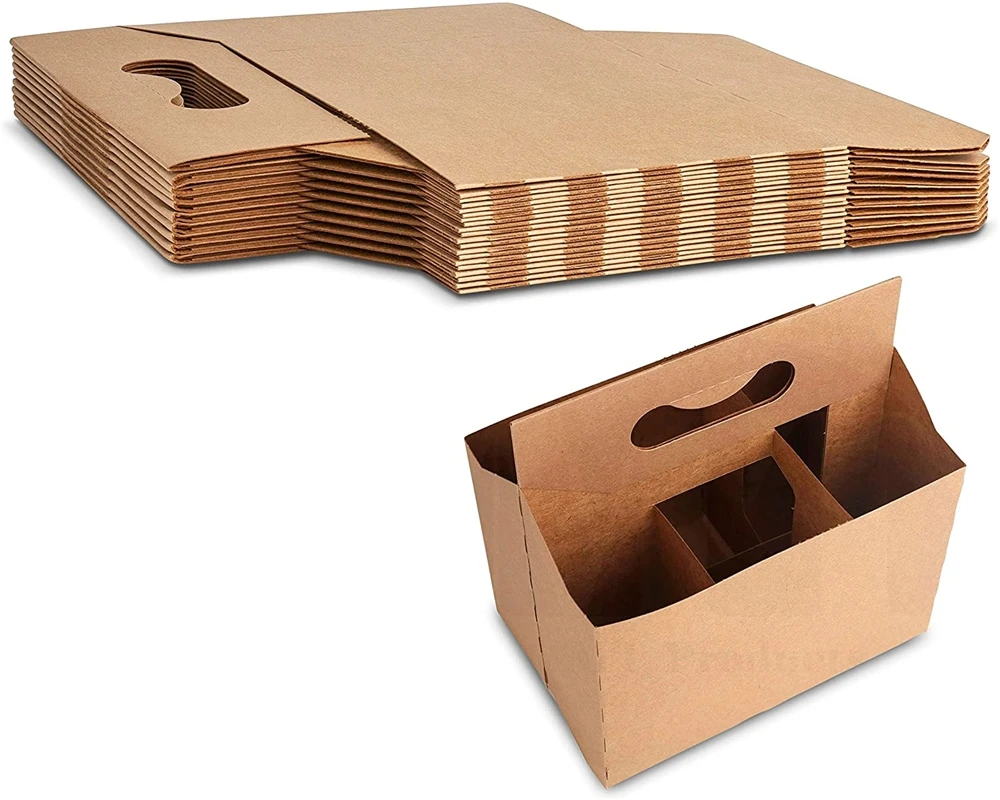 6 pack bottle carrier Kraft Cardboard paper cup holder 12 oz. Beer or Soda Bottle Carrier for Safe And Easy Transport