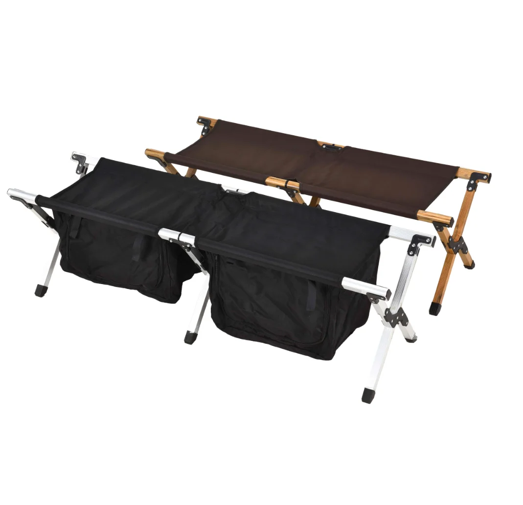 Foldable portable double seats camping chair with storage