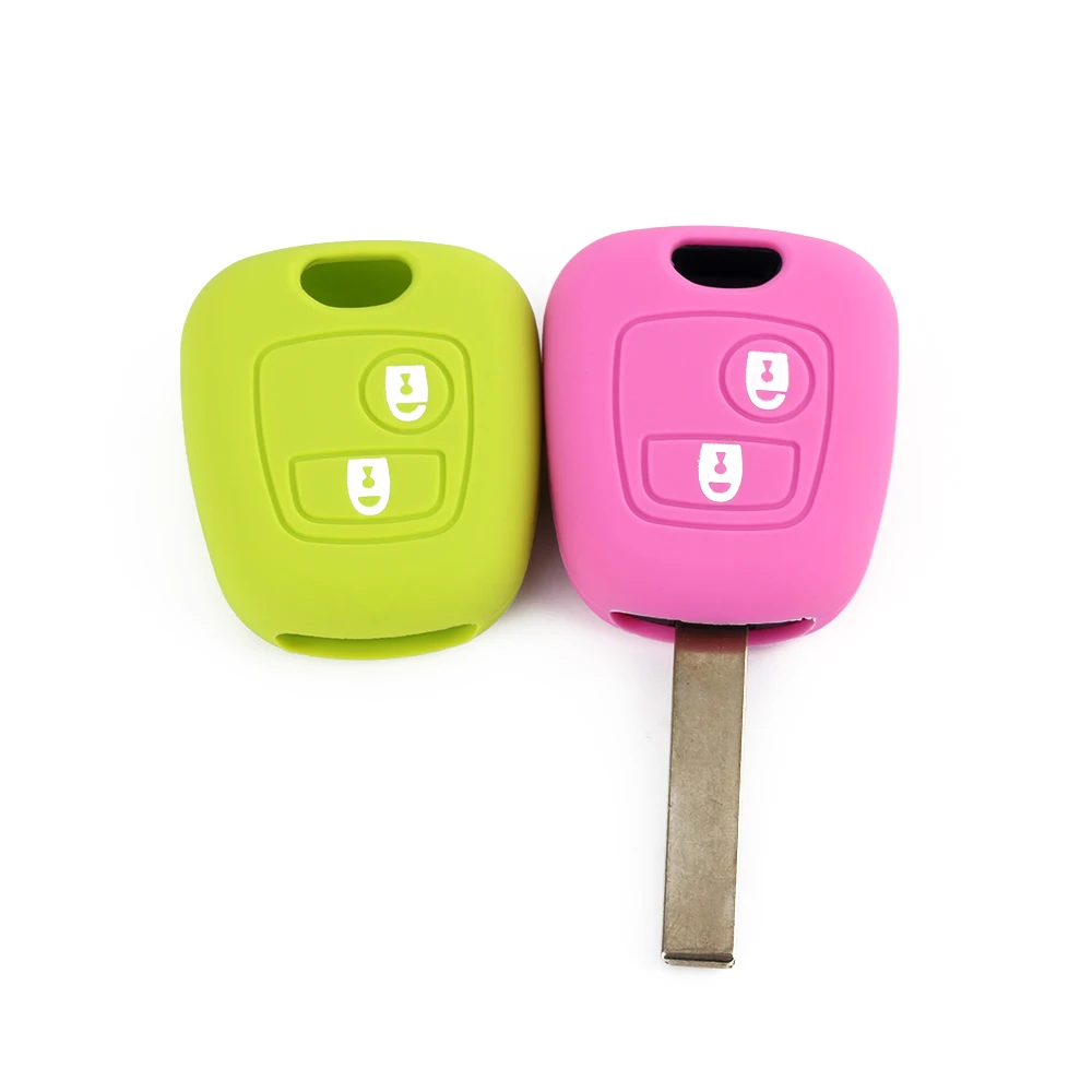 Silicone Car Key Fob Cover For Citroen C-Quatre Peugeot 307 308 407 408 car key case accessory with Logo