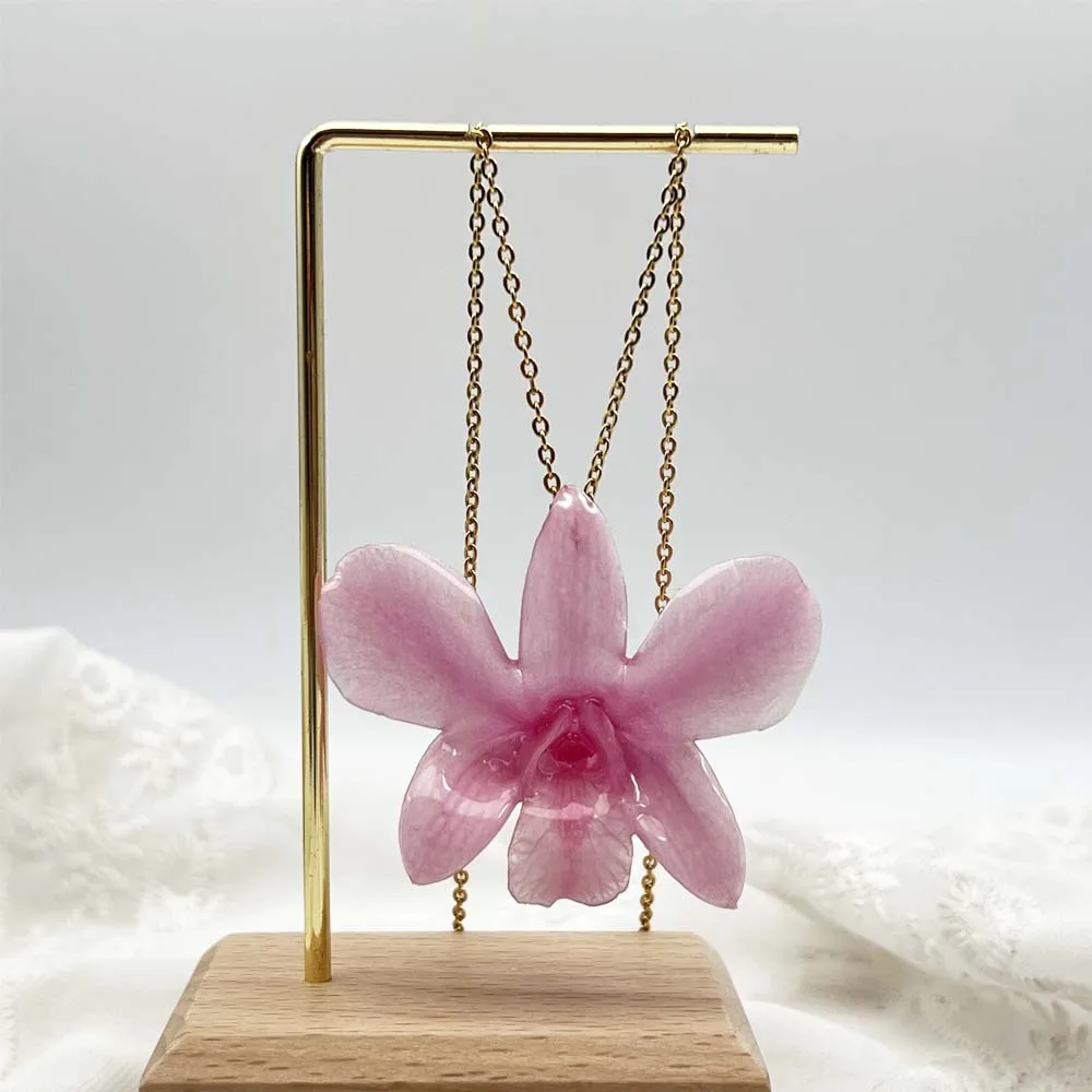 Fashion Jewelry Gold Chain Necklace Women High Quality Resin Orchid Flower Necklace