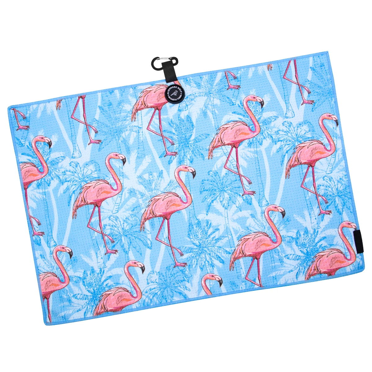 High Quality OEM Custom Golf Printing Towel Microfiber Waffle Golf Towel Magnet With Keychain