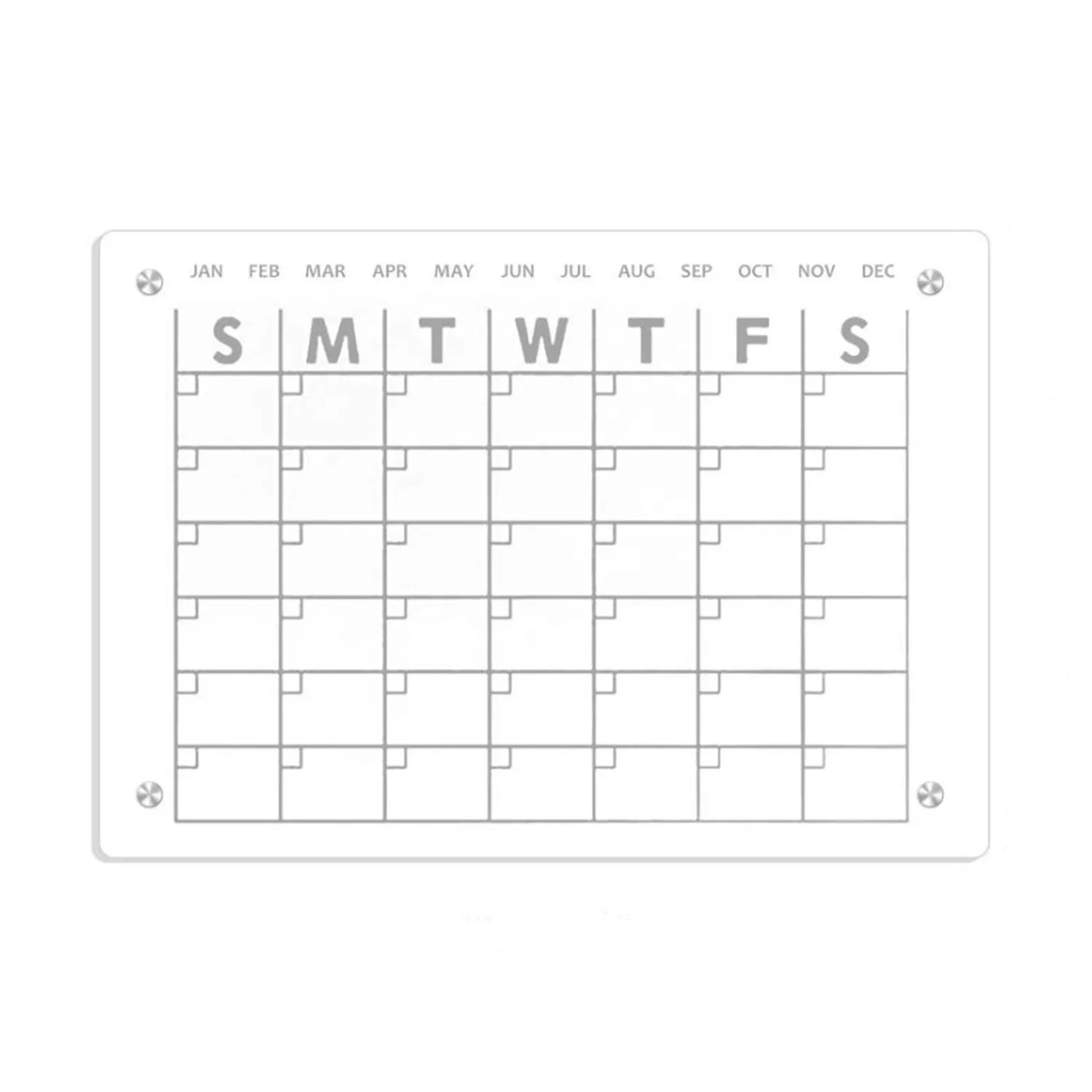 Clear Weekly Monthly Acrylic Magnetic Fridge Calendar