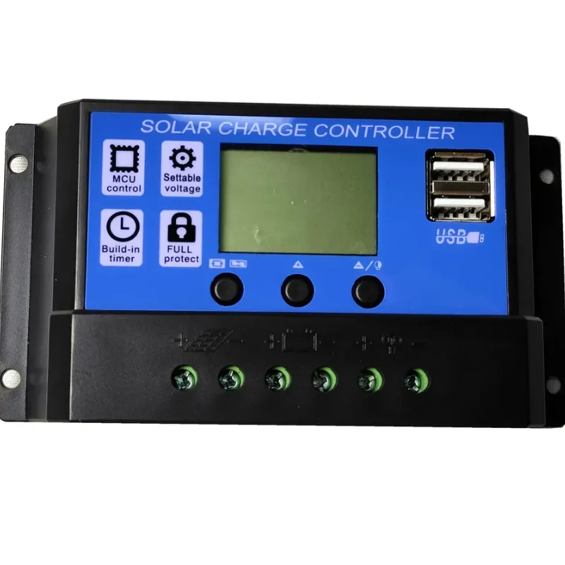 12v 24v 10a 20a 30a 40a 50a 60a Pwm Solar Charge Controller with Lcd Display Dual Usb Output