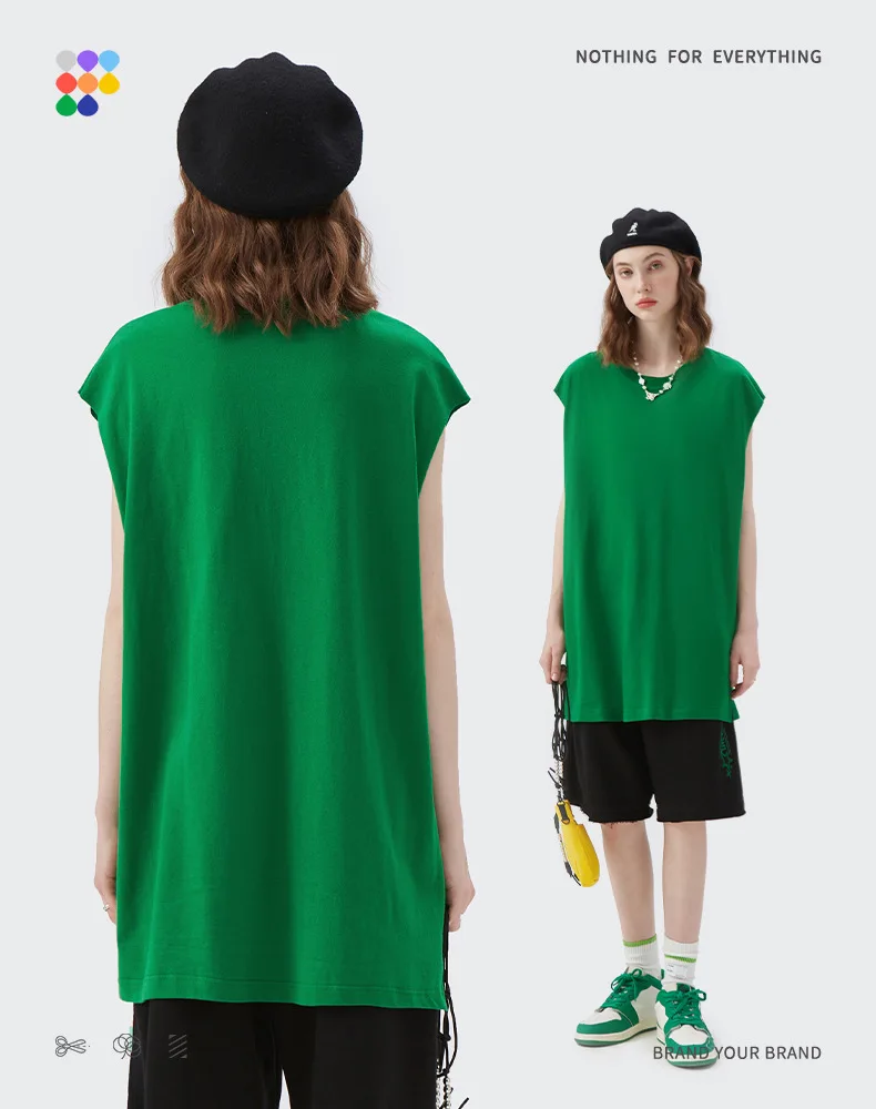 Summer Outfits 2022 Sports Blank Oversized Tee Sleeveless T-shirts Unisex Plain 100% Cotton Mens Gym Wear Loose Tank Top