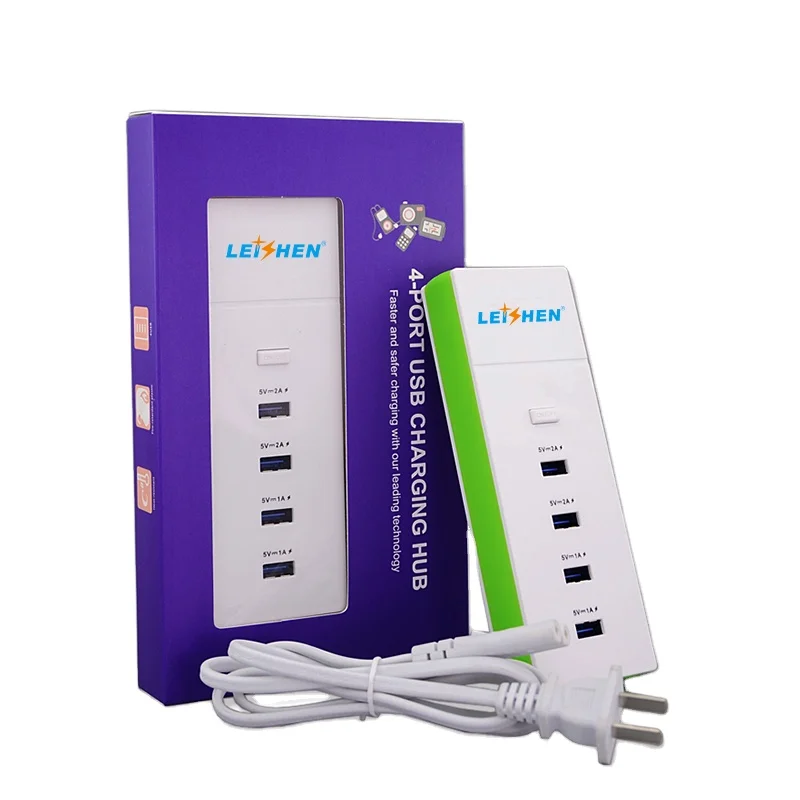 Wholesale Factory Price Extension Socket 4 USB Switch Travel Adapter Fast Charger with Power Cord For UK/EU/ US/AU Market