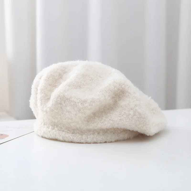 2022 Hot Wholesale Ladies Wool Hat Fashion winter Beret Hat Elegant Styles Pure Color Knitted Hat