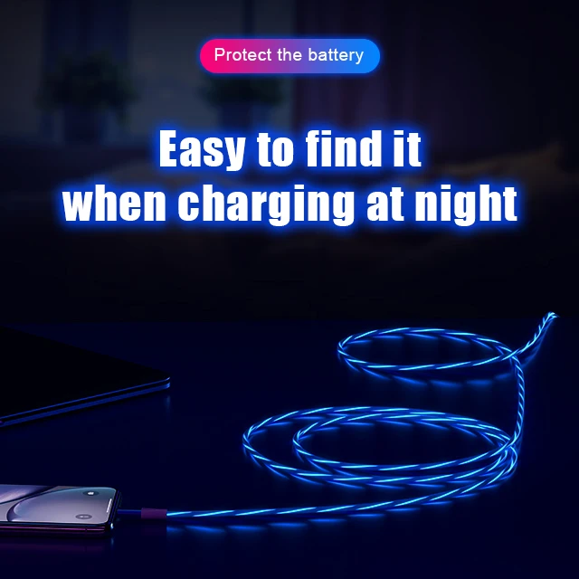 Wholesale LED flowing light data cable fast charging micro usb cable for Infinix Smart 3 Plus S4 S5