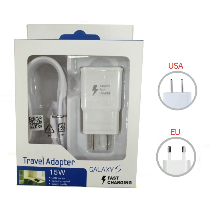 
S6 S8 S10 real quick charge fast charger travel wall usb charger adapter 9V/1.67A 5V/2A in black/white for samsung charger 
