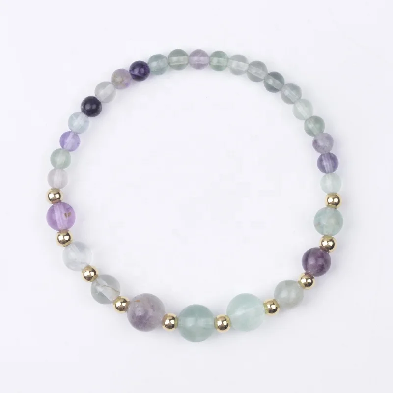 Cliobeads Sodalite Fluorite Rose Quartz Crazy Lace Agate Stone Bracelets Stretchy Round Gemstone Beaded Bracelets