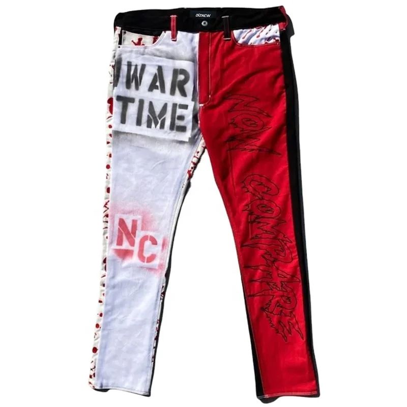 wholesale 2022 fashion wear popular streetwear mens jeans slim zipper 4 colors patchwork skinny jeans pant