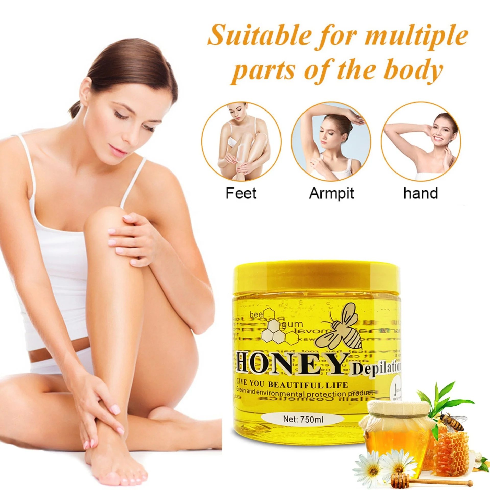 Organic Honey Wax Hair Removal Depilation Soft Wax Body Arm Legs Private Area Armpit Painless Hair Removal Wax