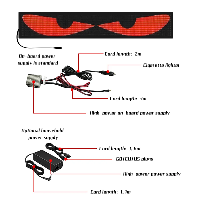 LED Car Devil Eye Screen APP Customized Words Animation Images Flexible LED Display on Windshield Panel Programmable for Truck