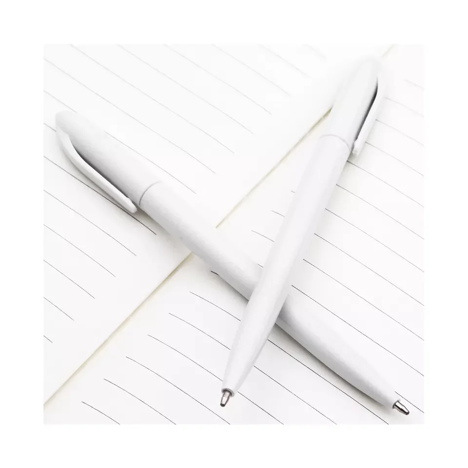Wholesale Cheap Sublimation White Plastic Ball Point Pen With Printing Custom Logo For Office School