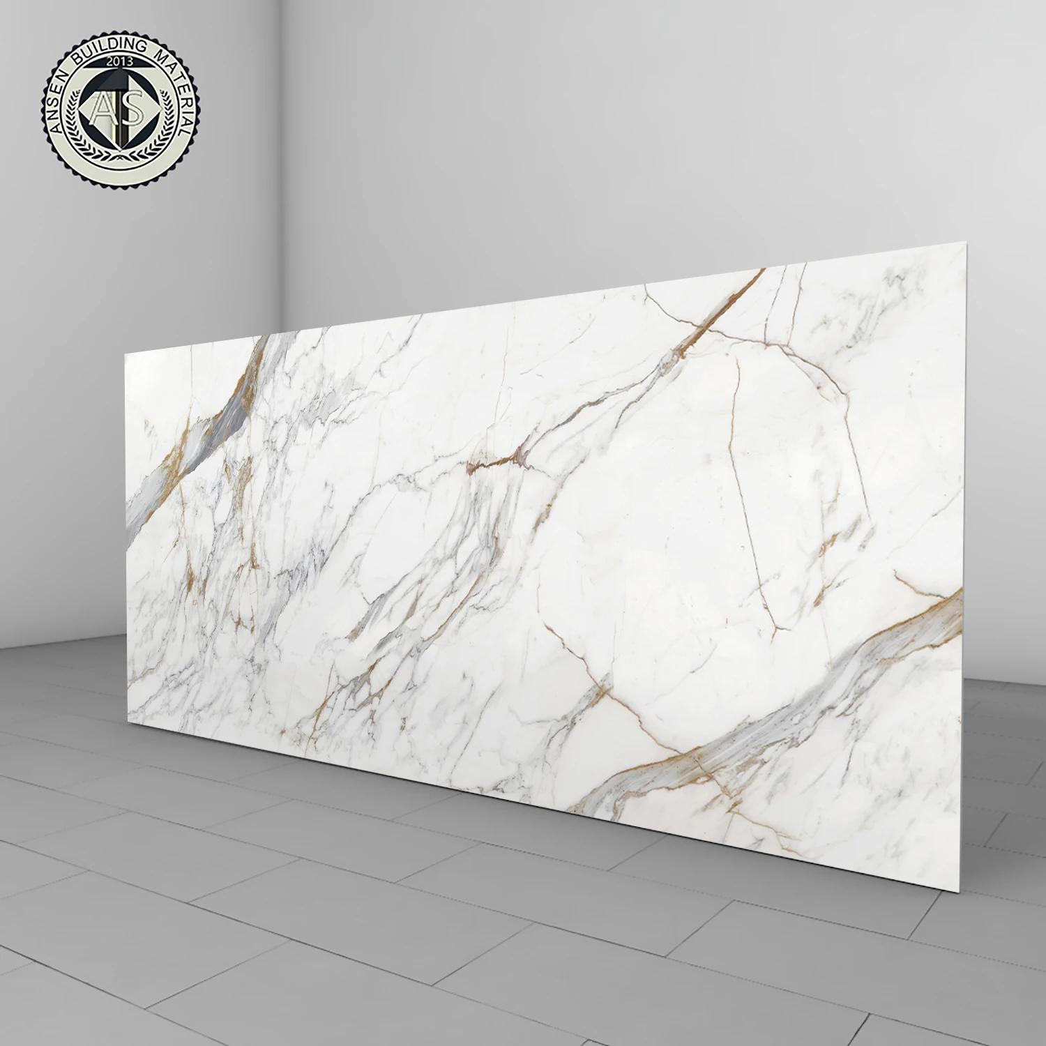 3200*1600*12mm thickness marble look silky surface calacatta white gold veins large format sintered stone