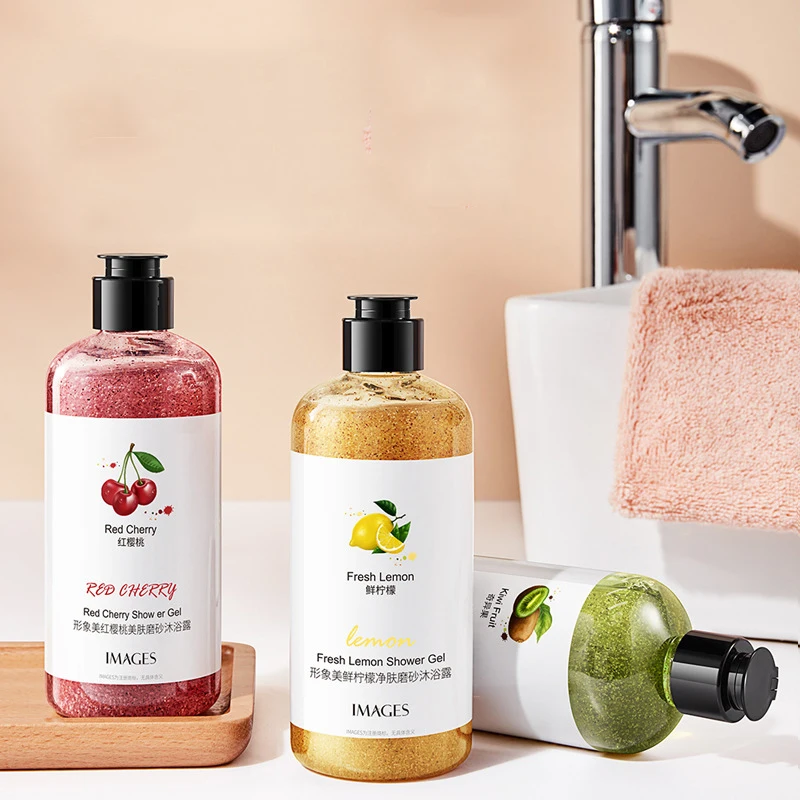 OEM IMAGES korean cherry kiwi friuit lemon shower gel deep cleansing fragrance lasting body wash set
