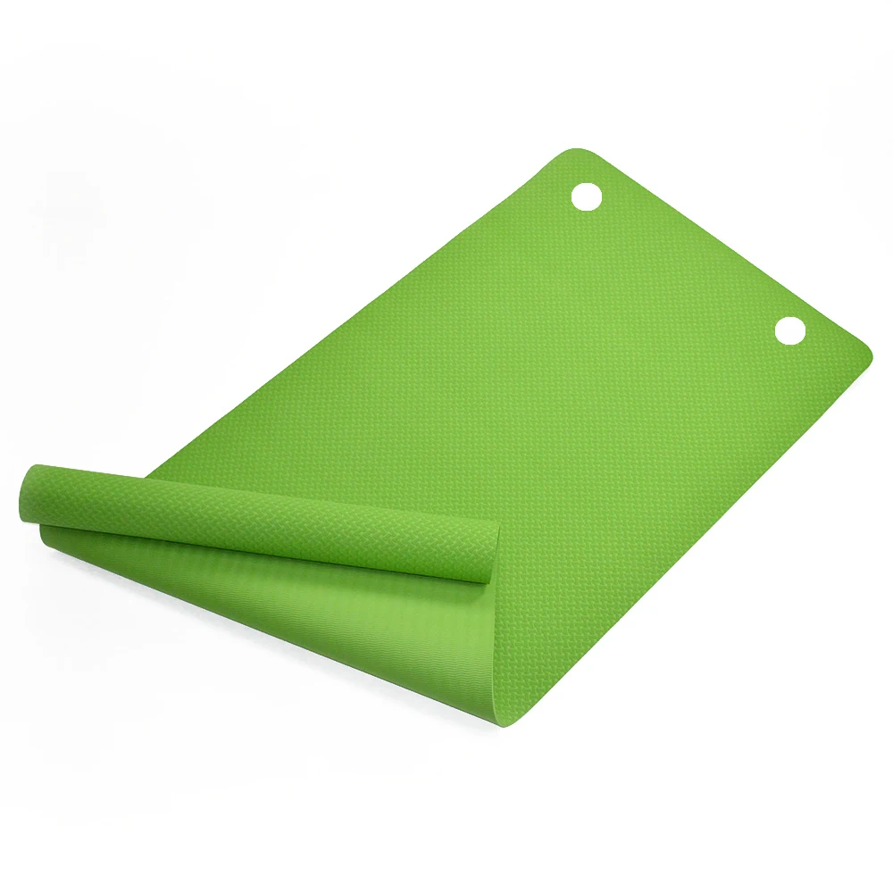 TPE anti slip waterproof eco friendly yoga mat with small eyelet hole to hanging up