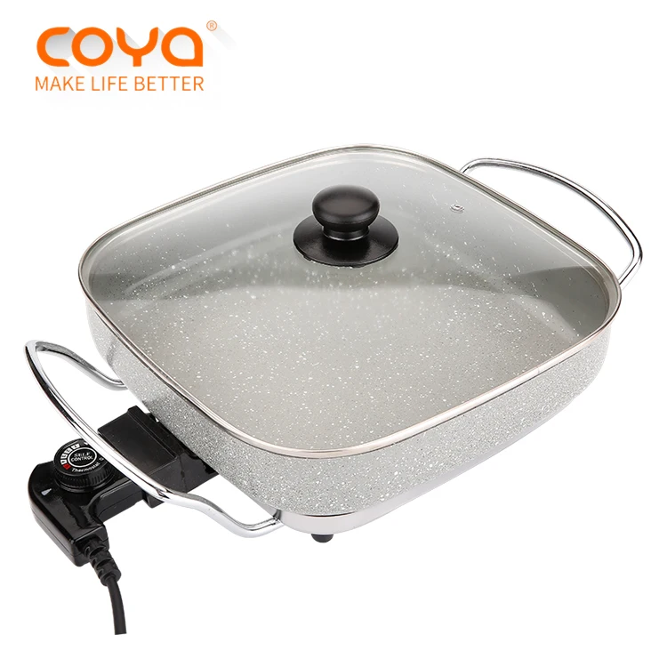Good Sell Mandarin Duck Pot Ceramic Electrical Skillets Wok 30cm Stone Aluminum Deep Fry Pan with Stand up Knob