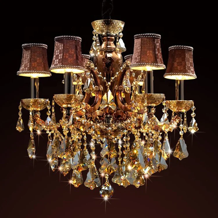 Amber Crystal Light Cristal Light Cognac Crystal Modern Pendant Light Maria Theresa Chandelier Restaurant Chandelier CZ6009/12