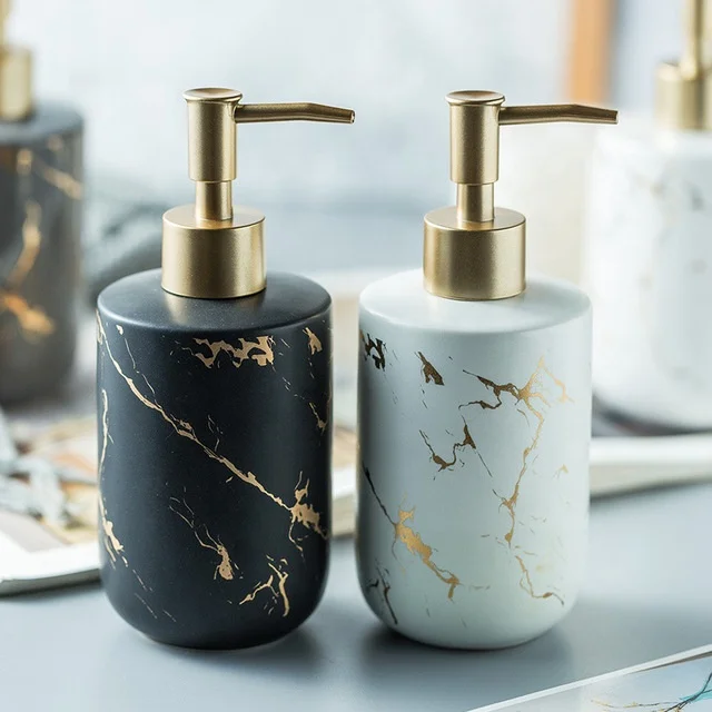 Europe Nordic Ceramic Bathroom Toilet Press Bottle Hand Sanitizer Shampoo Shower Gel Separately Bottled Dispenser