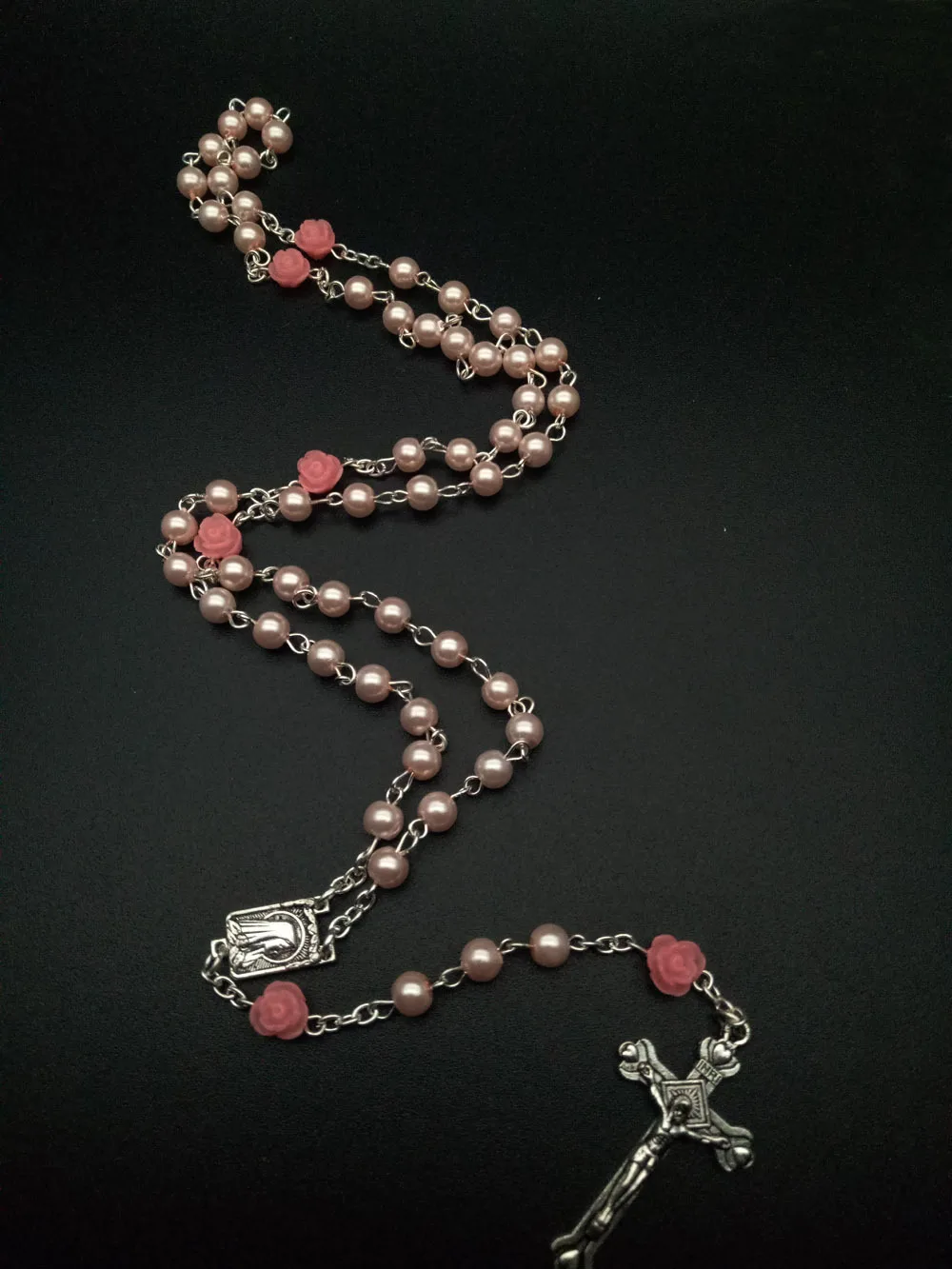 Rosary Catholic Necklace Handmade Cross Necklace Religious Jewelry Cheap Catholic Prayer Beads Catholicism Pearl Rosary Necklace