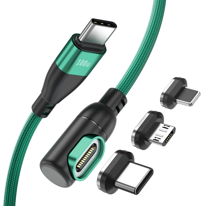 Greenport 3 in 1 Magnetic Cable 5A Fast Charging Nylon Braided Phone Charger for 24Pin/USB C/Micro Multi Magnetic Charging Cable