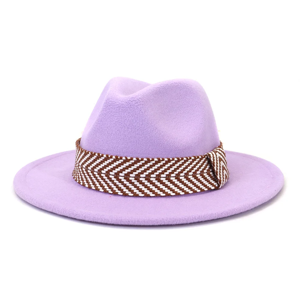 New Women Men Vintage 100% Wool Wide Brim Ca p Fedora hat Jazz Bowler Hat