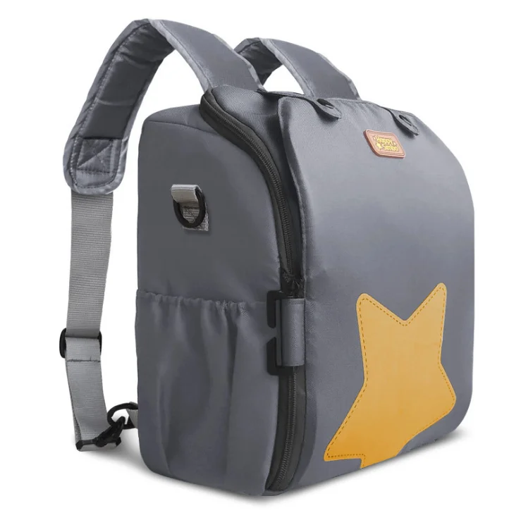 2 in 1Portable Gray Travel Infant and Toddler Diaper Bag with Booster Seat for Dining Table Planes