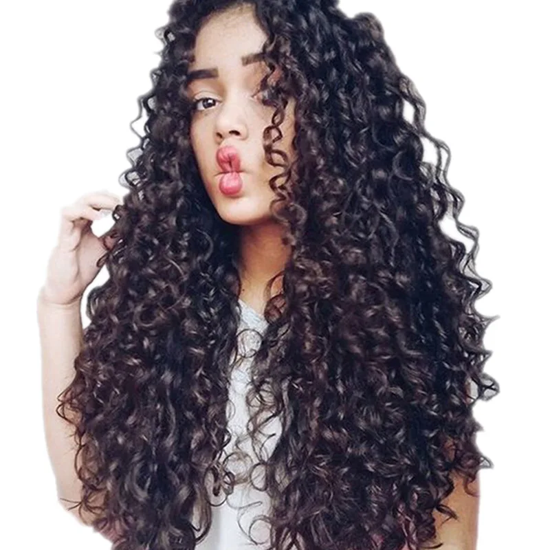 African small curly hair ladies explosive head fluffy long curly hair medium differentiation fiber hair brown headgear in stock