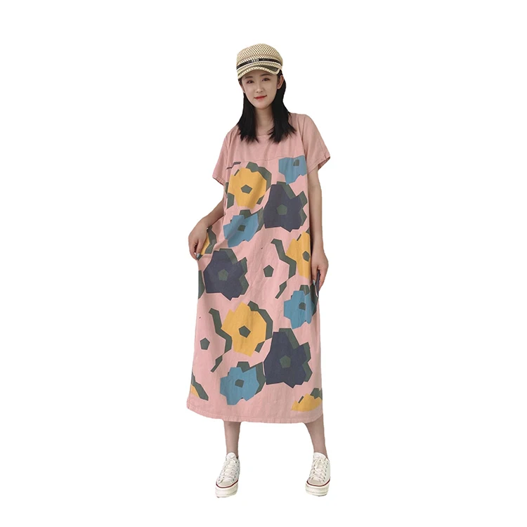 Round neck short-sleeved knitting is thin oversized tshirt women oversized tshirt dress girl dress