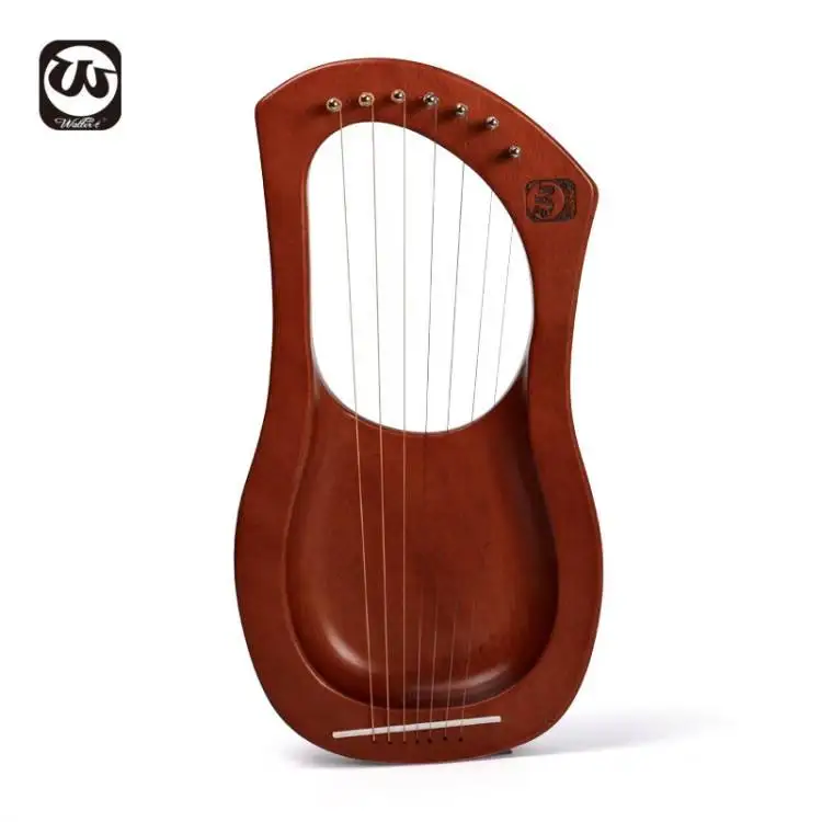 Walter Mahogany Wood 7 Strings Lyre Harp with Tuning Hammer Mini harp