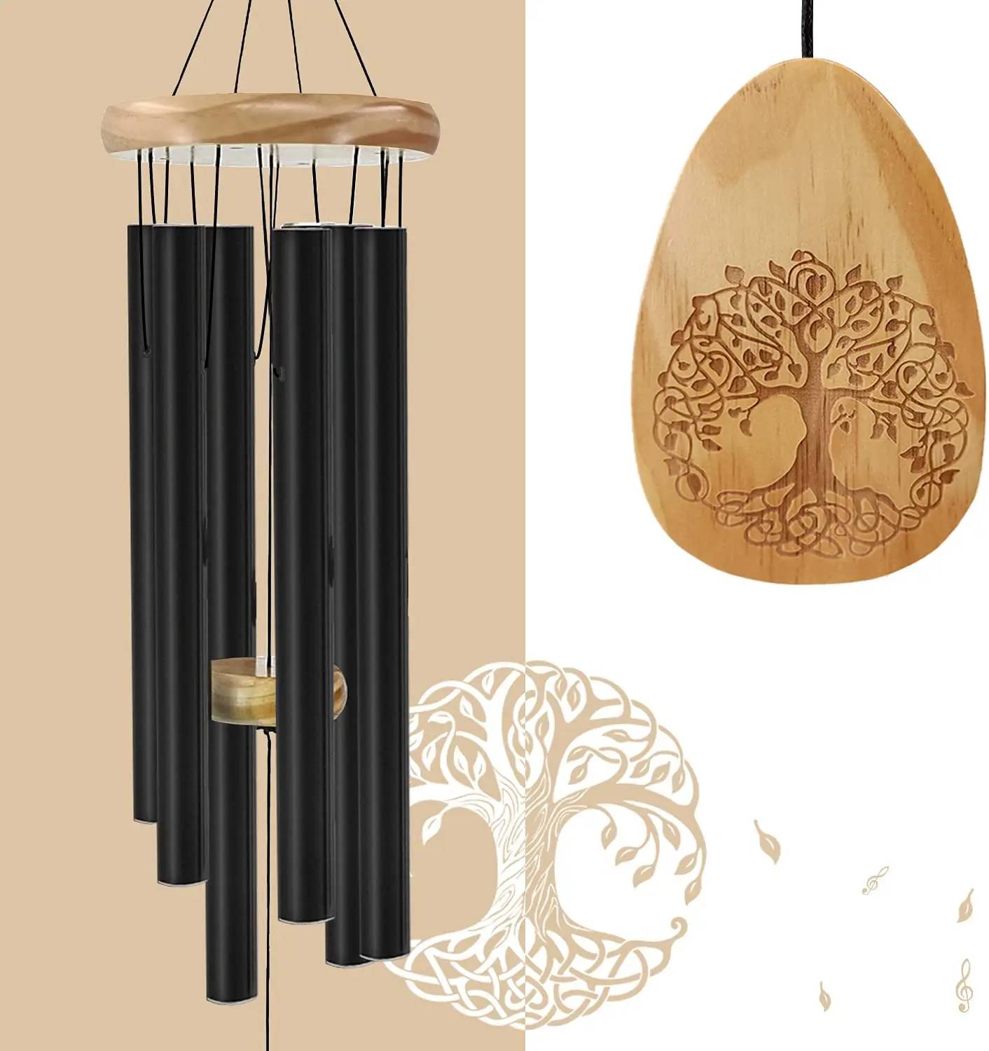 Wind Chimes Silver Memorial Gift Set for Loss of a Loved one, Long deep Tones Memorial  Wind Chimes