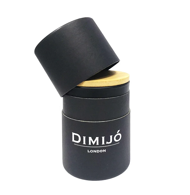 Luxury biodegradable personalized paper jar round black white cylinder tube box custom cardboard paper tube packaging for candle