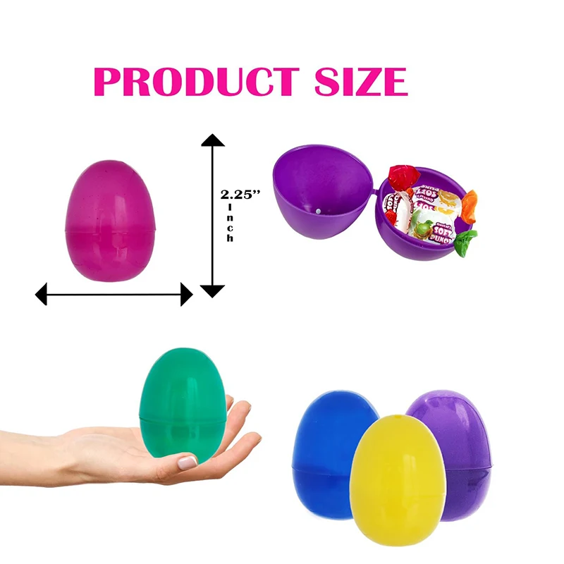 Fillable Easter Eggs with Hinge Bulk Colorful Bright Plastic Easter Eggs, Perfect for surprise Egg, Easter Hunt Assorted Colors