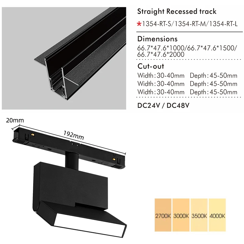 LuxHolic DC24V 48V Modular Design Surface Mounted Triac Smart LED Magnetic Spot Light System Led Magnetic Track Rail