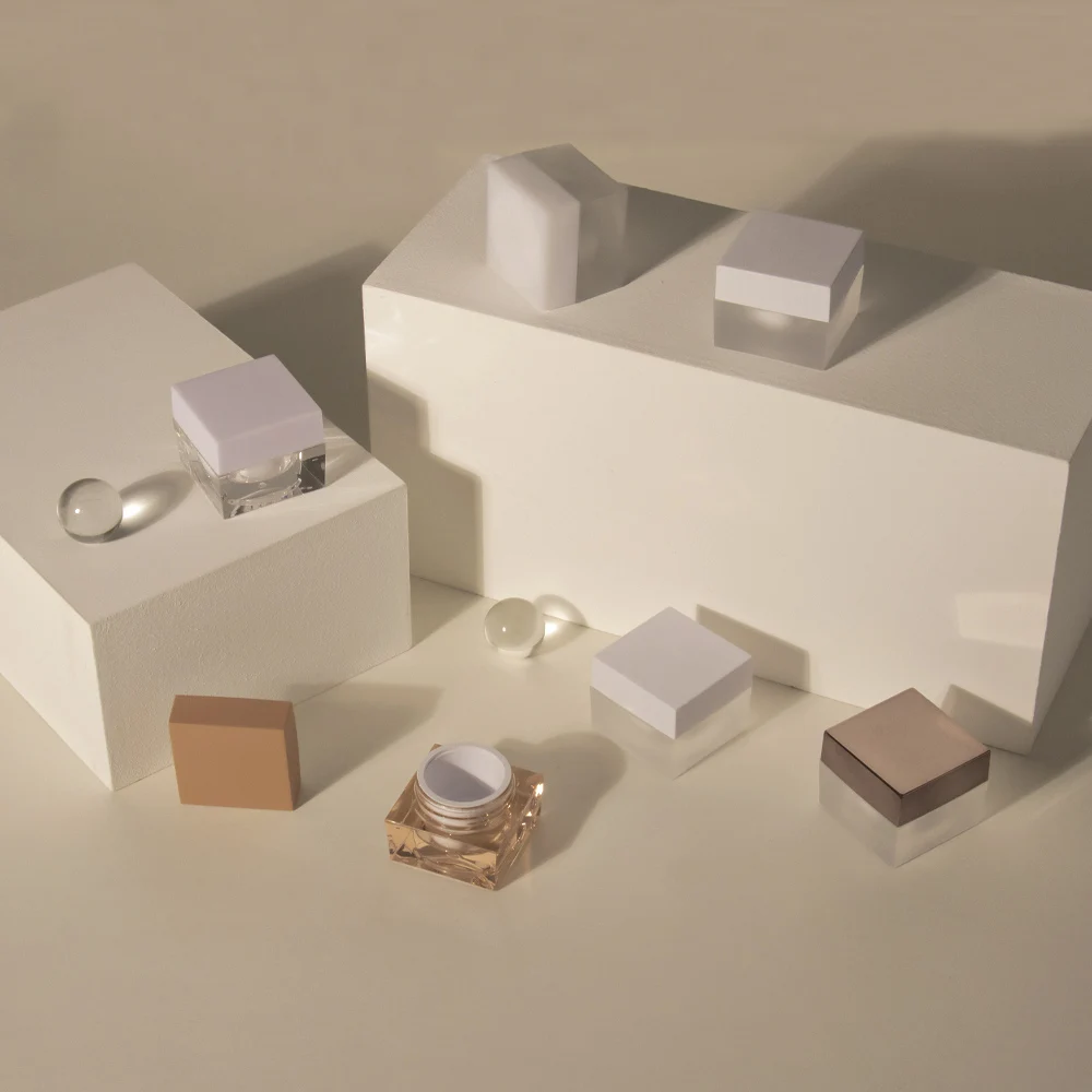 3g 5g 10g 15ml Square custom uv cap plastic jars for the painting gel polish dip powder and cosmetic cream jar with white lid