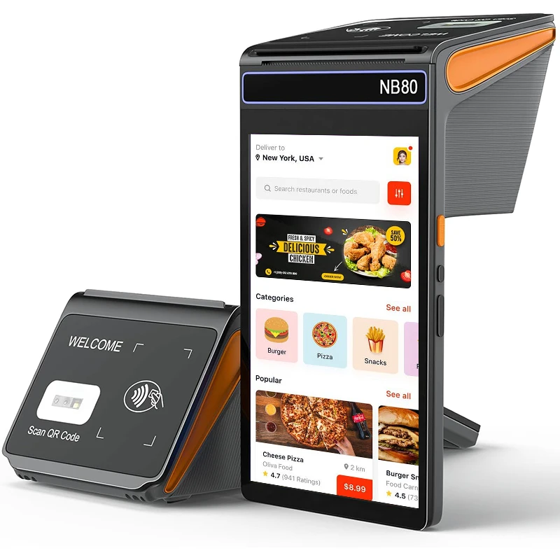 noryox nb80 nb80r Restaurant Receipt Ticketing 58mm/80 mm printer all in one pos android 12/13 QR barcode scanner handheld pos