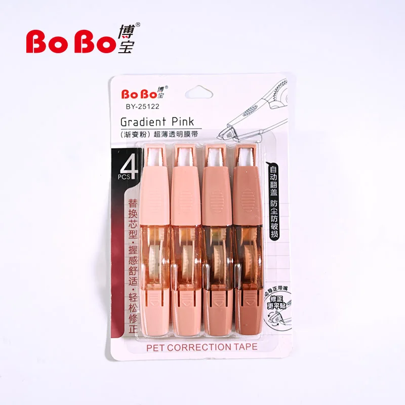 New School Office Stationery transparent pet customized colored plastic kids student white out Correction Tape refill